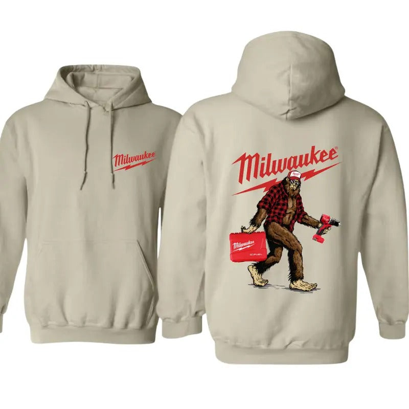 Milwaukee Hoodie - Sasquatch and Tool Design for Fans of Milwaukee Tools, Classic Fit - Sweatshirts, Menswear T-Shirts