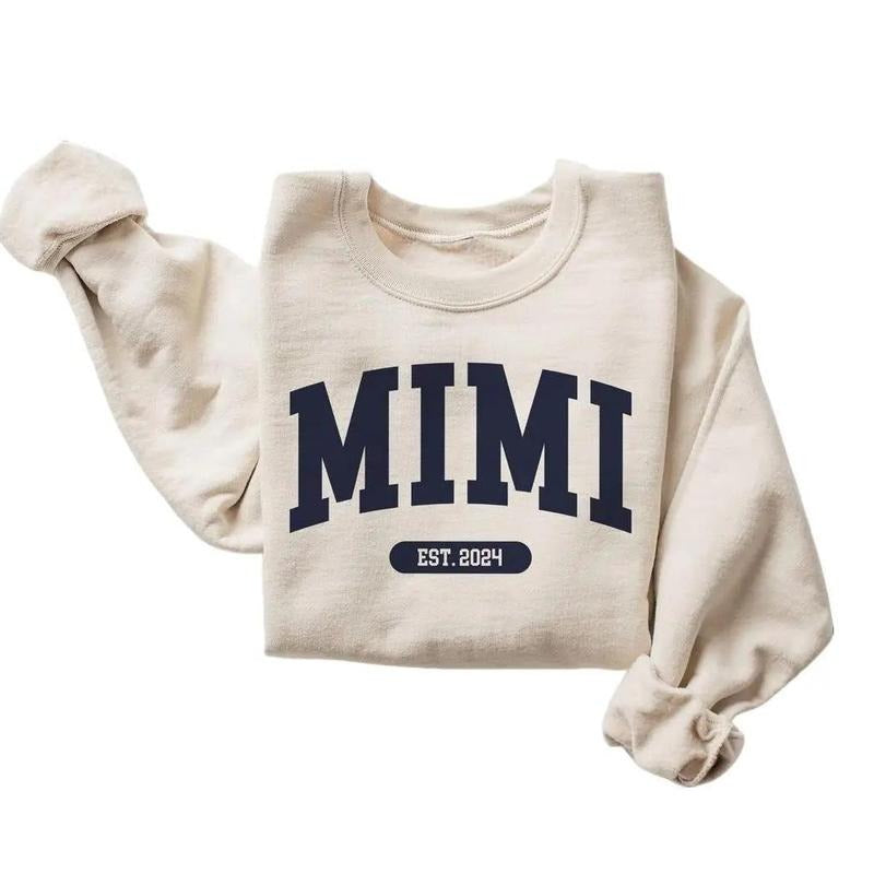 Mimi Varsity Sweatshirt Mimi - New Mimi To Be Gift Pregnancy Reveal Unisex Cotton Pullover Hoodie T-shirt | HypeCrazeTee.com
