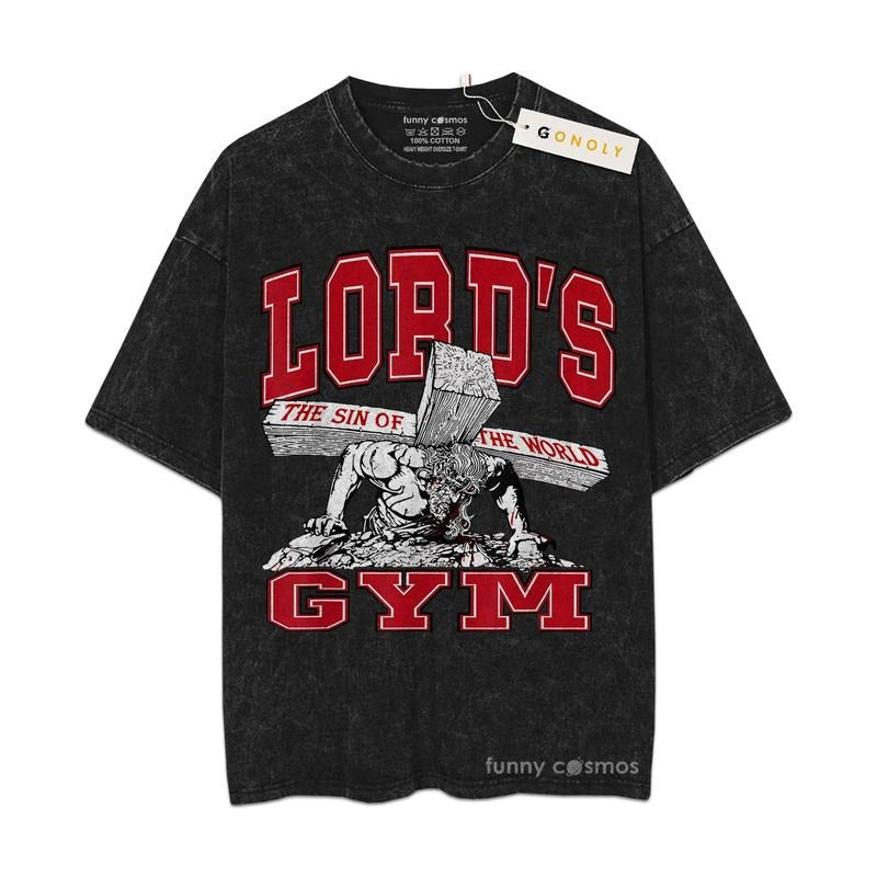 [ Mineral Wash ] Retro Lord's Gym Bodybuilding Christian The Sin Of World Gym Tee, Fan Lovers Streetwear & Washed Gym...