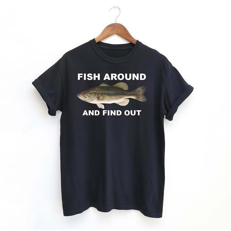 Minimalist Bass Fish Print T-shirt with Bold Typography for Everyday Wear Hoodie, Sweatshirt | HypeCrazeTee.com