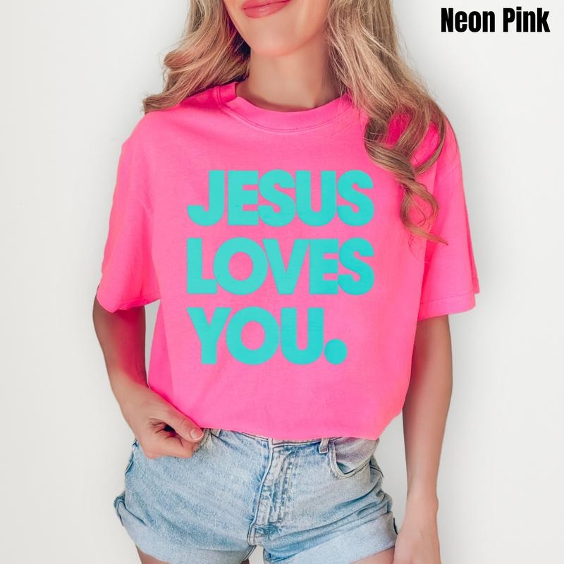 Mint Jesus Loves You PUFF Comfort Colors T-Shirt Hoodie, Sweatshirt | HypeCrazeTee.com