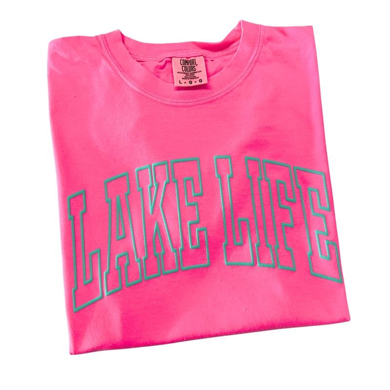 Mint Lake Life Puff Letter Comfort Colors T-Shirt Hoodie, Sweatshirt | HypeCrazeTee.com