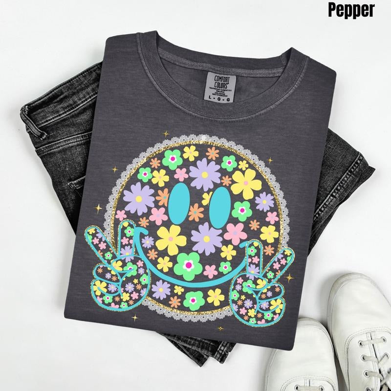 Mint Peace Face Comfort Colors T-Shirt 'NLB Hoodie, Sweatshirt | HypeCrazeTee.com
