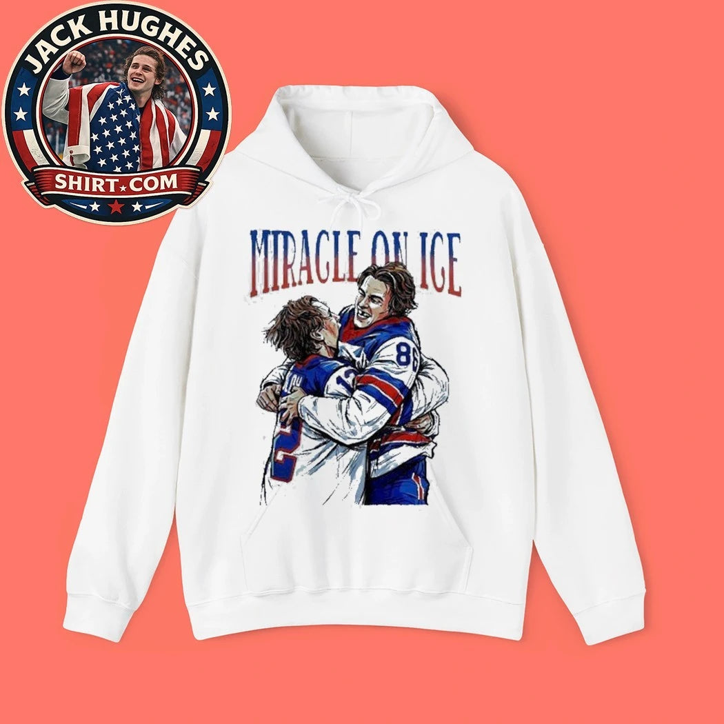 Miracle on ICE Jack Hughes hug Quinn Hughes USA Olympic Gold Medal hockey 2026 T-shirt