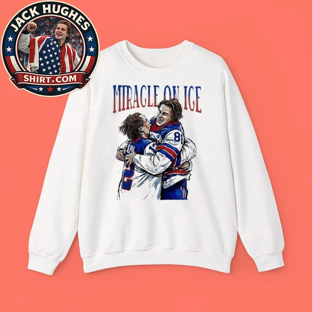 Miracle on ICE Jack Hughes hug Quinn Hughes USA Olympic Gold Medal hockey 2026 T-shirt