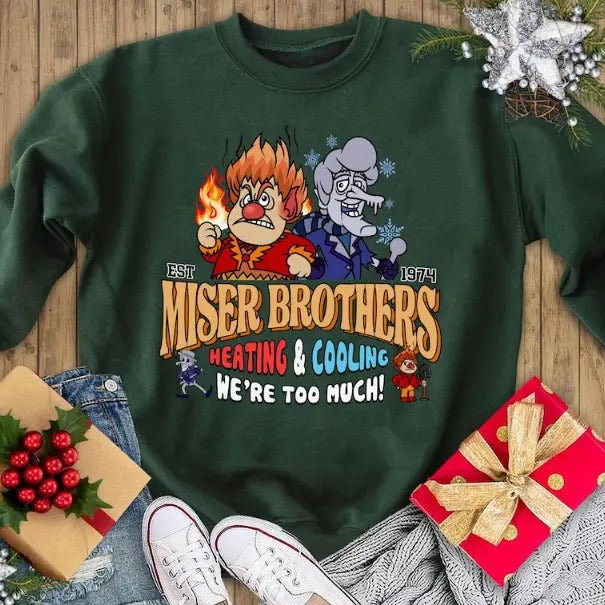 Miser Brothers Heating And Cooling Shirt, Miser Brothers Too Much Shirt, Heating And Cooling Too Much Shirt Fabric...