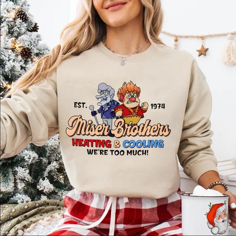 Miser Brothers Heating And Cooling Sweatshirt Shirt, Heat And Snow, The Year Without Santa Claus, Unisex Sweater Pullover...
