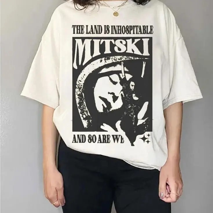 Mitski Album Shirt, The Land Is Inhospitable Inspired Aesthetic Graphic Tee Hoodie, Sweatshirt | HypeCrazeTee.com