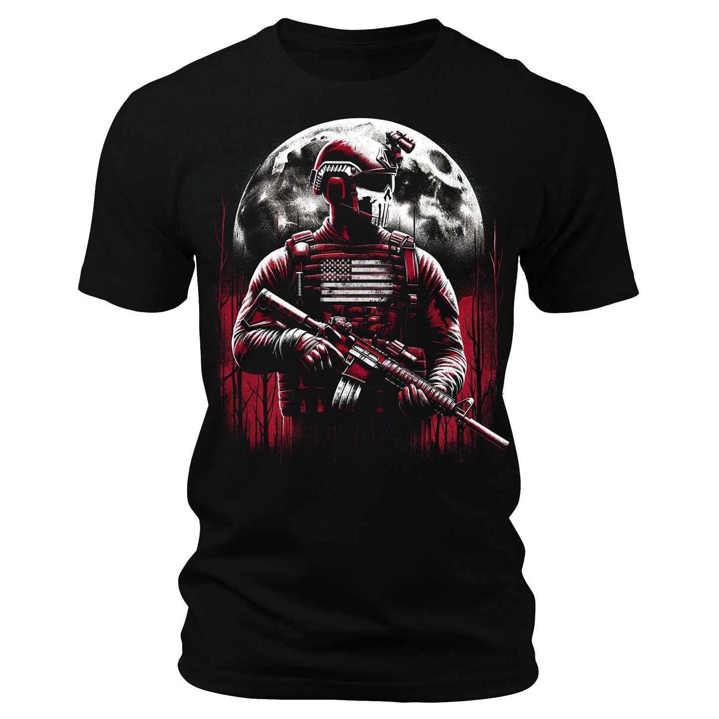 Men's Graphic T Shirts - Moonlight Reaper Patriotic Short Sleeve Crewneck Shirt