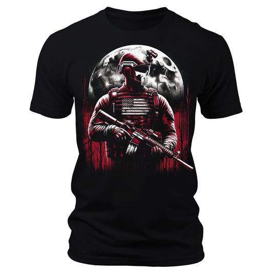 Men's Graphic T Shirts - Moonlight Reaper Patriotic Short Sleeve Crewneck Shirt
