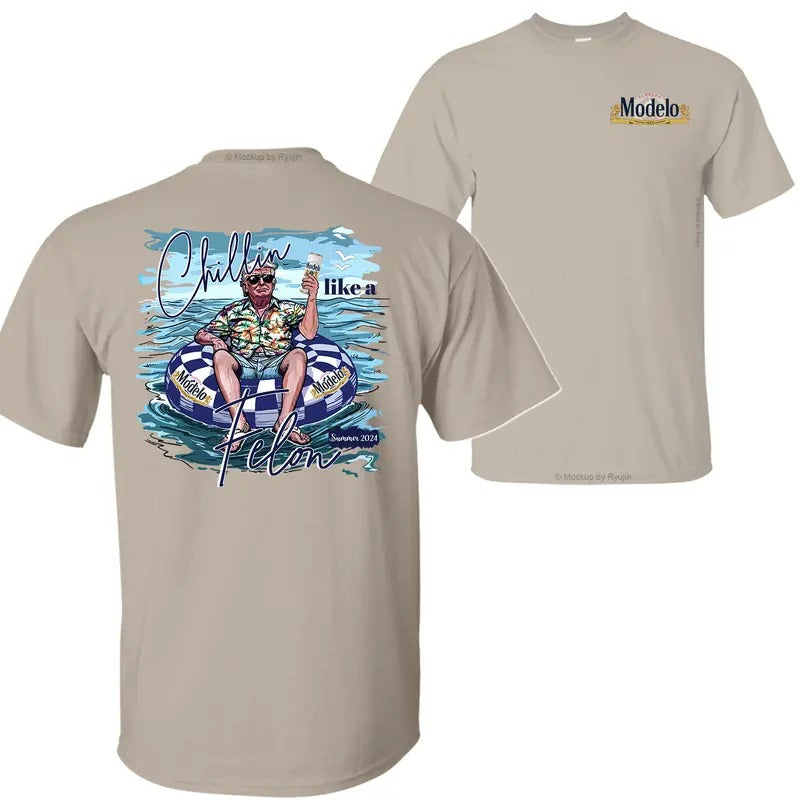 Modelo Beer Trump Chillin Like a Felon Summer 2024 T-shirt Sweatshirt Hoodie, Trump 2024 Shirt, Modelo Beer Shirt, Double...