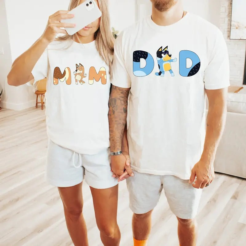 Mom & Dad Couple T-shirt - Family Tee - Cartoon Graphic T-shirt Hoodie, Sweatshirt | HypeCrazeTee.com