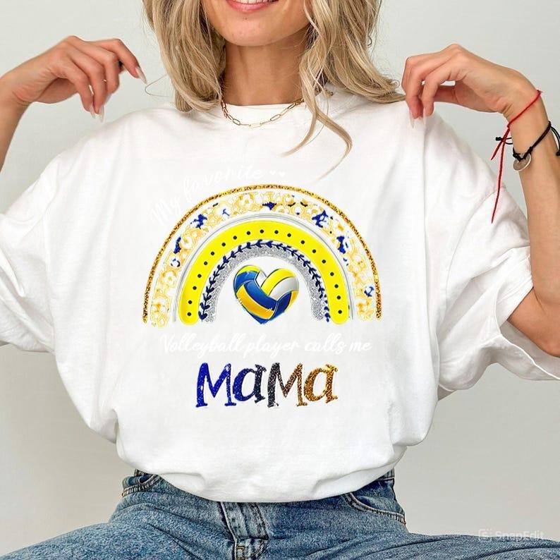 Mom Leopard Rainbow Shirt My Favorite Volleyball Player Calls Me Mama T-Shirt Mother_s Day Tee Gift for Women Hoodie,...