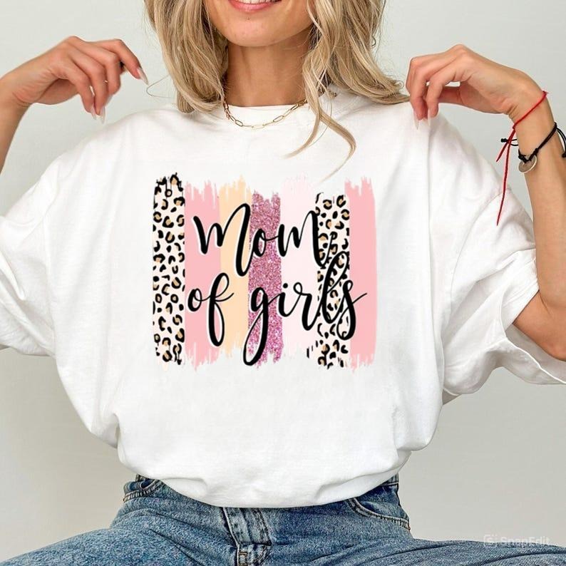 Mom of Girls Leopard&Colorful Print Shirt,Gift For Mom,Mother Day Shirt,Mothers Day Gift,Mama Shirt,Mom Shirt,Mother_s...