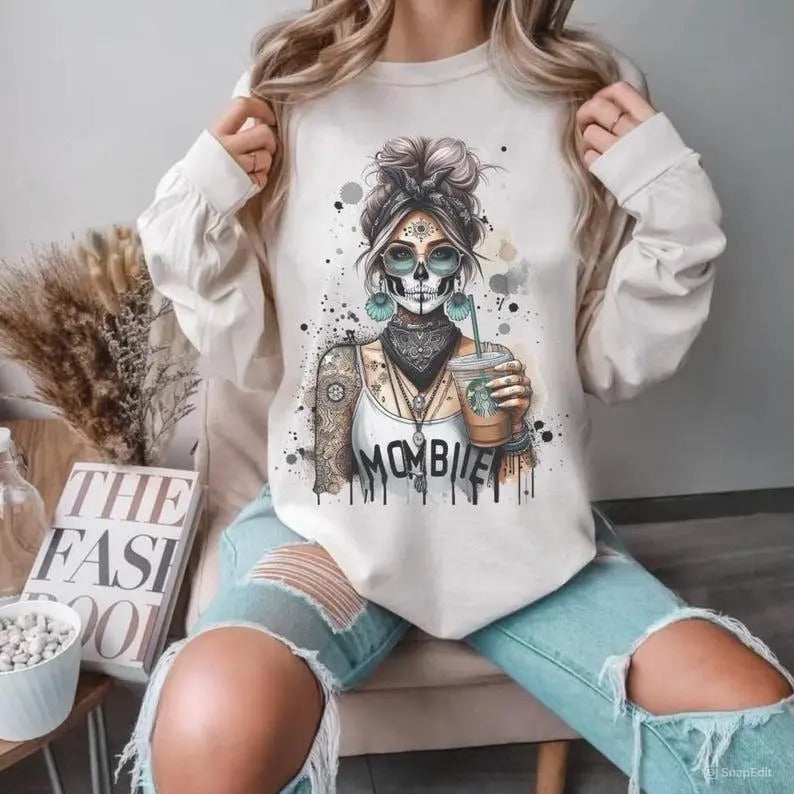 Mombie girl Tshirt, Mombie girl Sweatshirt, Halloween Shirt, Halloween Sweatshirt, Sarcastic Graphic Tee, Unisex Classic...