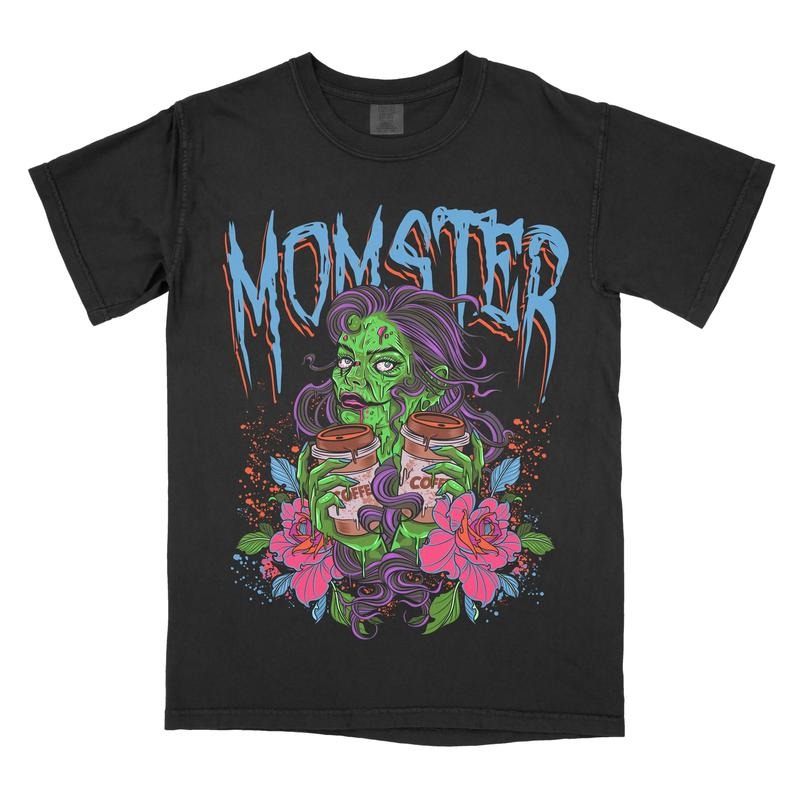 Momster Coffee - Comfort Colors Graphic Tee Shirt Printed Hoodie, Sweatshirt | HypeCrazeTee.com