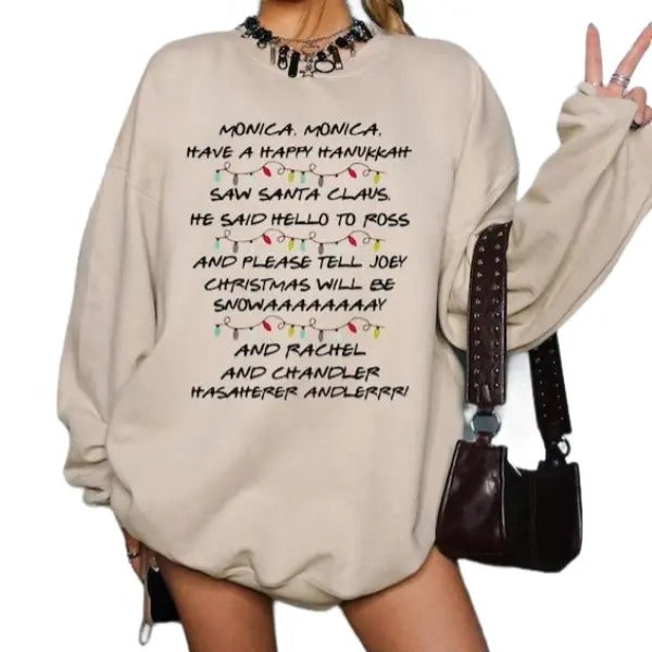 Monica Monica Have A Happy Hanukkah Christmas Gift shirt, Christmas Shirt, Phoebe's Song shirt Baggy Comfort Hoodie,...