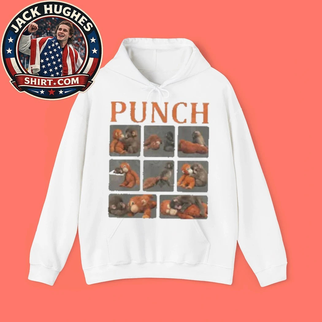 Monkey Punch Cute Baby Monkey Holding Plush Toy Shirt