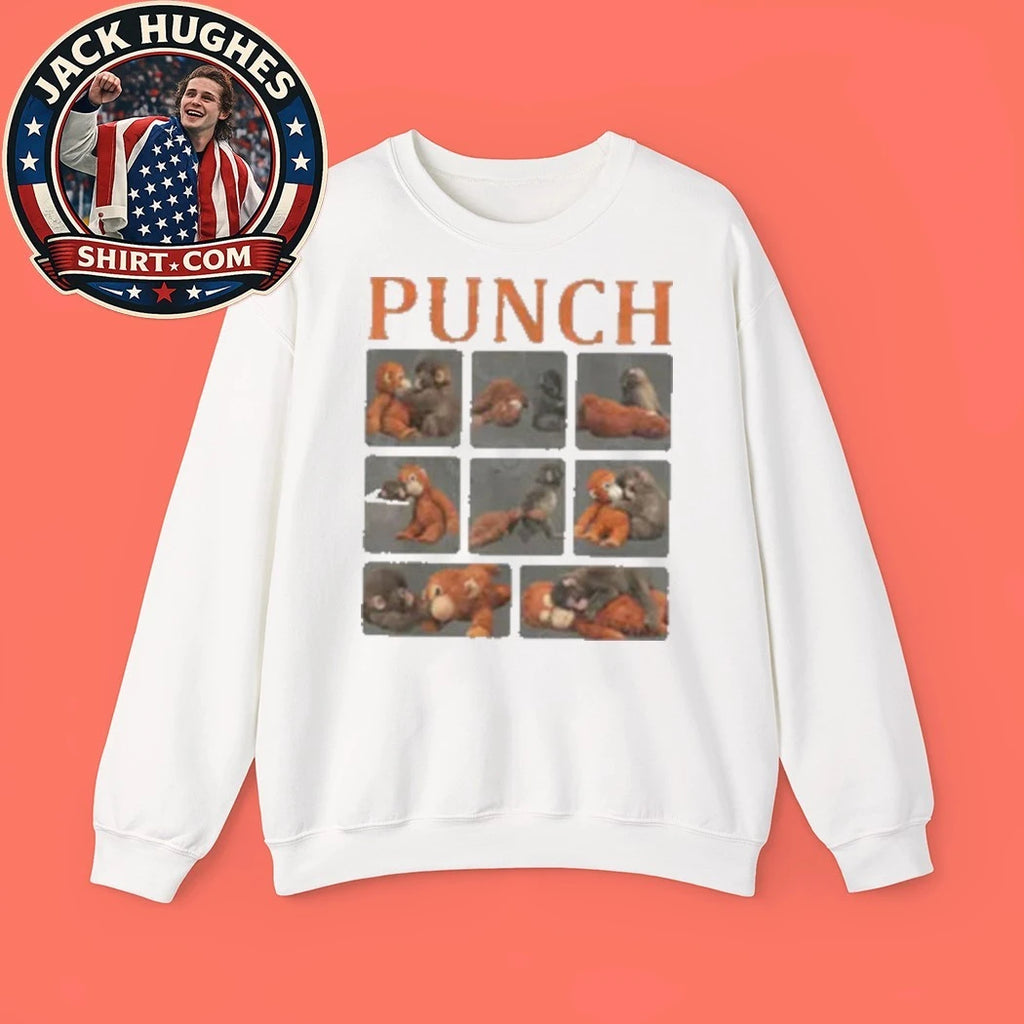 Monkey Punch Cute Baby Monkey Holding Plush Toy Shirt
