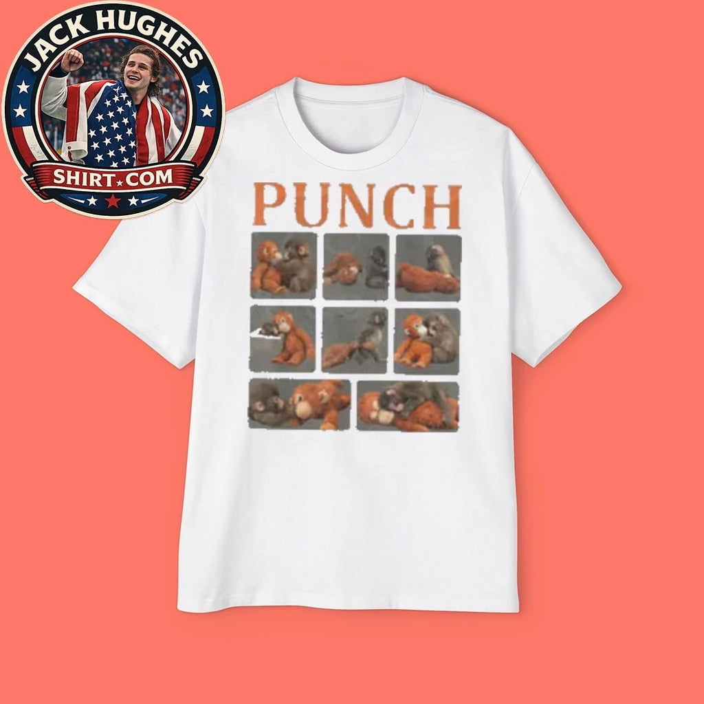 Monkey Punch Cute Baby Monkey Holding Plush Toy Shirt
