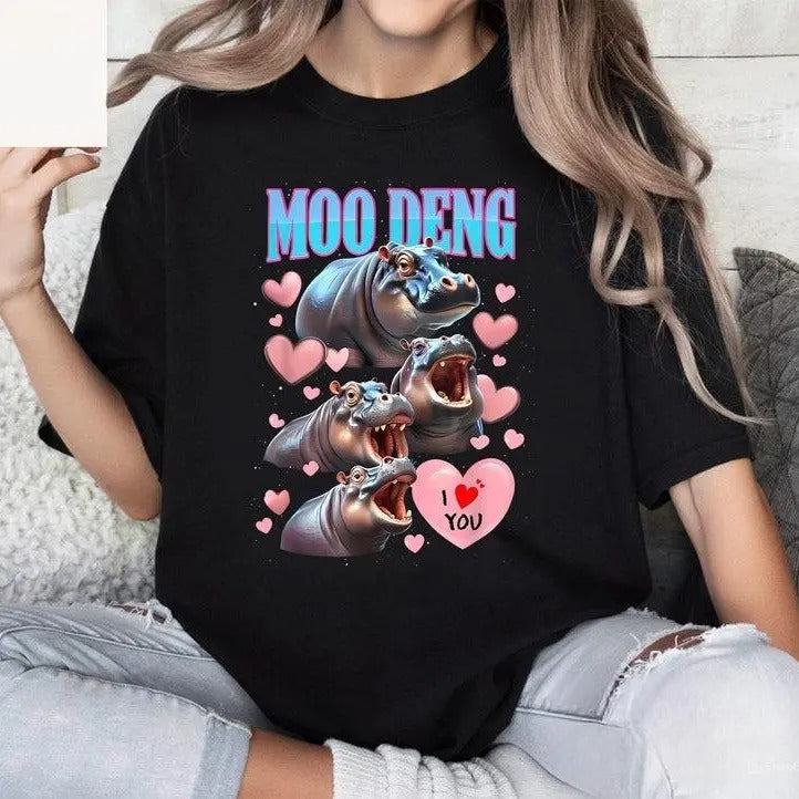 Moo Deng I Love You Funny T-Shirt, Moo Deng Shirt, Baby pygmy hippo Moo Deng TShirt Hoodie, Sweatshirt | HypeCrazeTee.com