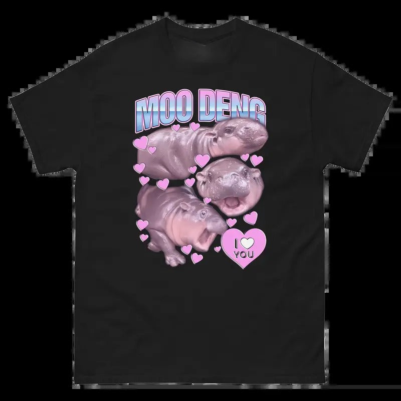 Moo Deng I Love You T-Shirt, Moo Deng T-Shirt, Gift For Her, Gift For Him Fabric Top Cotton Hoodie, Sweatshirt