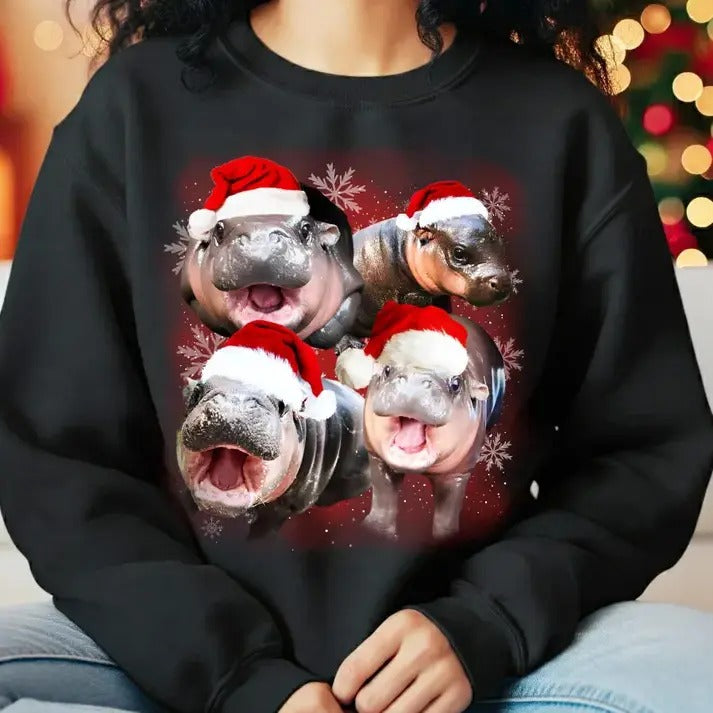 Moo Deng Moon Galaxy Shirt, Baby Pygmy Hippo Moo Deng Shirt, Moo Deng Christmas Shirt Hoodie, Sweatshirt | HypeCrazeTee.com