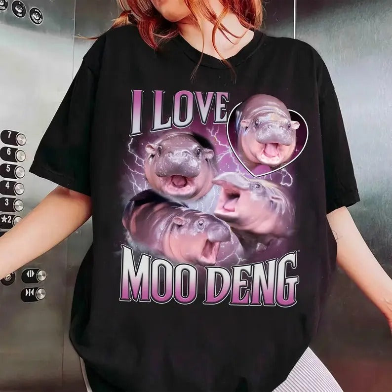 Moo Deng Shirt I Love Moo Deng Shirt Khao Kheow Open Zoo Hippo Lover T-Shirts, Hoodie, Sweatshirt