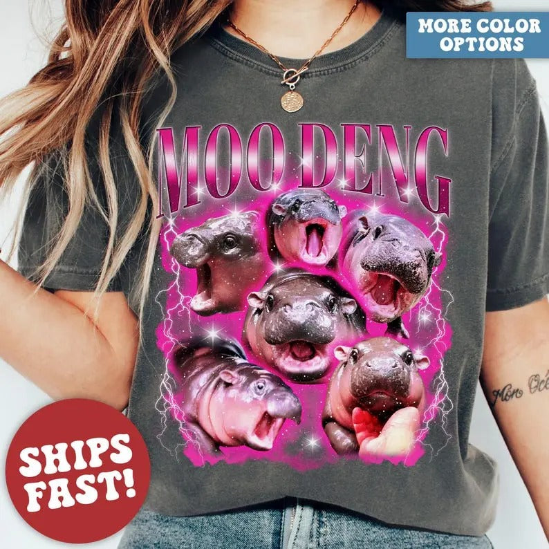 Moo Deng, Moo Deng Shirt, Moo Deng Hippo, Moo Deng Memes Hoodie, Sweatshirt | HypeCrazeTee.com