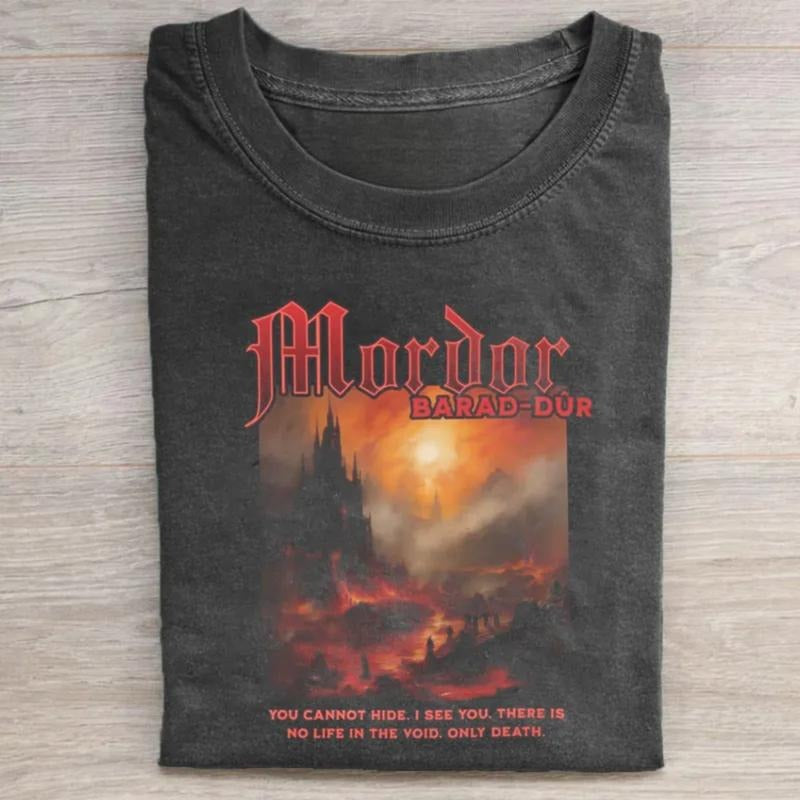 Mordor Barad Dur Graphic Tee - Dark Tower Shirt - The Lord of The Rings Movie Shirt - Men's Casual Crewneck T-Shirt...
