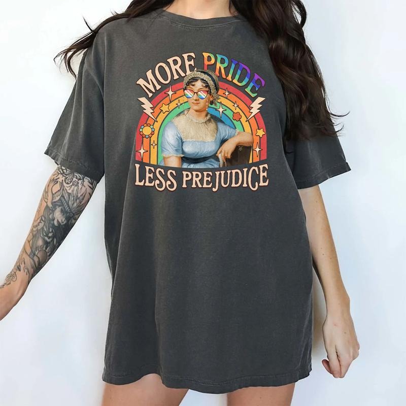 More Pride Less Prejudice Shirt Vintage, Rainbow Pride Shirt, Trans Rights Top, LGBTQ Gift, Progress Pride Tee, Social...