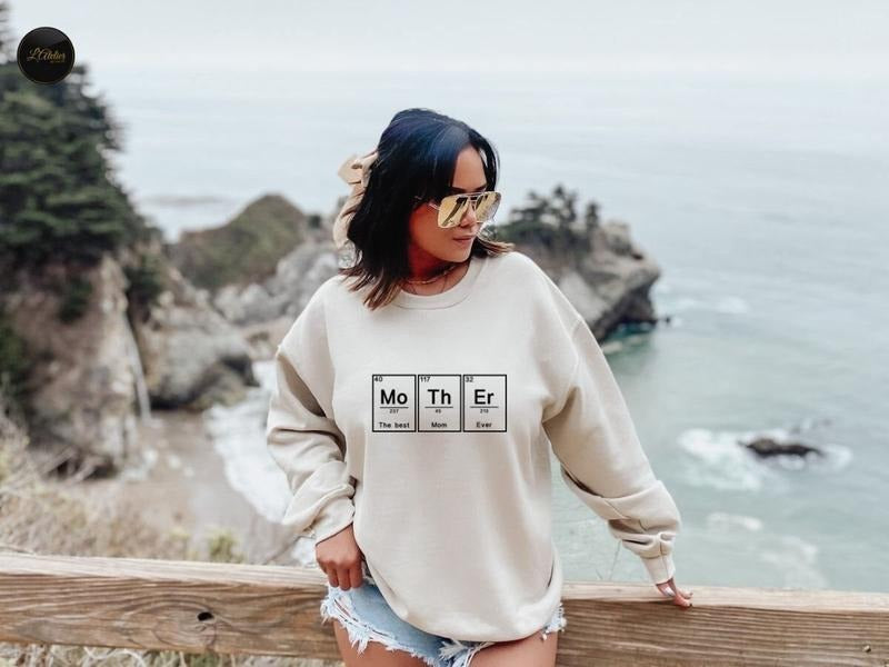 Mother T-shirt Best Mom Ever Sweatshirt Chemistry Mom Tee Mother Elements Crewneck Mother's Day Gifts Minimalist Mama...