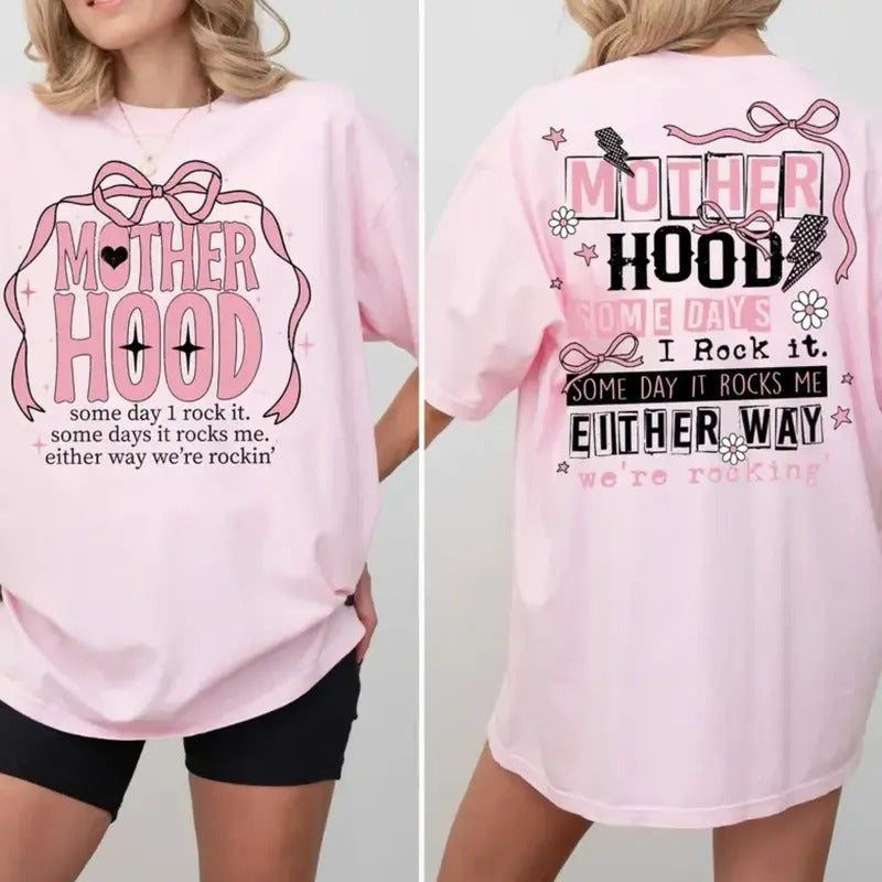Motherhood Coquette Bow Shirt, Mother's day gift, Gift for mama Hoodie, Sweatshirt | HypeCrazeTee.com