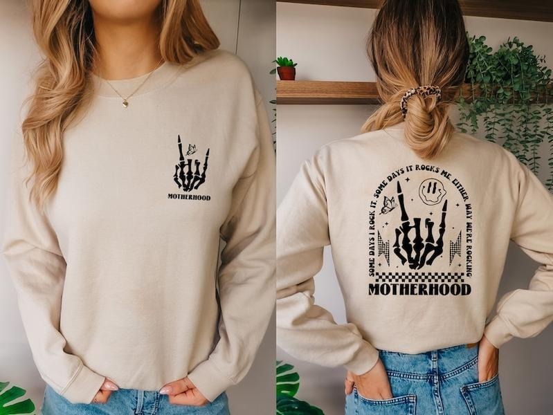 Motherhood Rock Skeleton Gift Tshirt, Double Sided, Mama T Shirt, It Rocks Me, Motherhood  T-shirt, sweater and Hoodie...