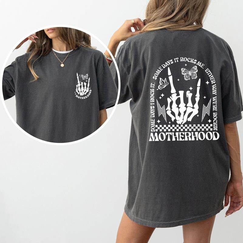 Motherhood Rocks, Mother's Day, Skeleton, Trend Comfort Colors Tshirt, Women's Crew Neck, Crewneck Hoodie, Sweatshirt