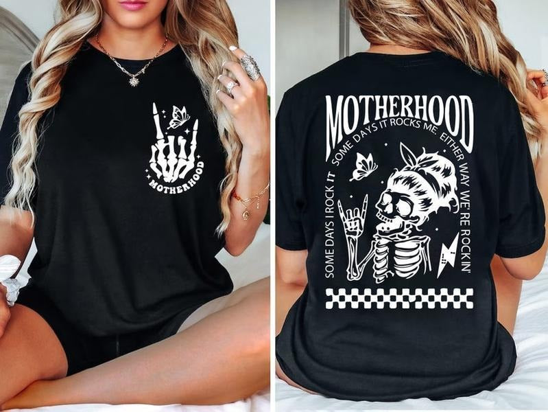 Motherhood Some Day I Rock it Sweatshirt,Motherhood Rock Skeleton Sweatshirt, Motherhood Crewneck,Rock Lover Mom, Rock...
