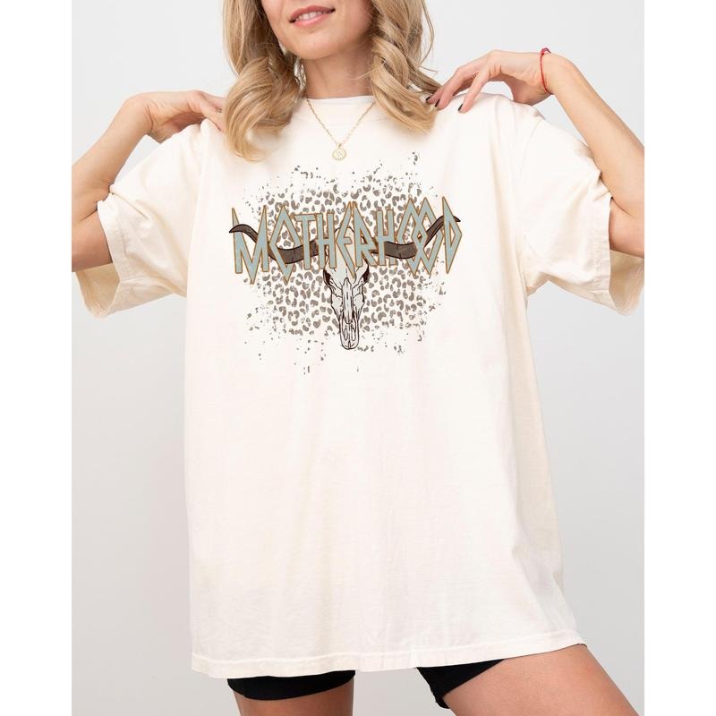 Motherhood, Retro Rock, Leopard, Skull, Western, Country, Bull, Retro, Vintage Shirt, Women's Comfort Color Tee, Tshirt...