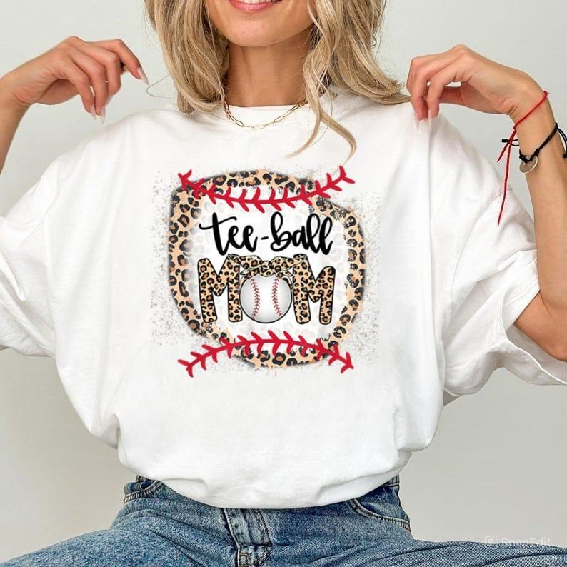 Mothers Day Shirt, Mother_s Day Party Shirt, Mothers Day Gift, Ball Mom Happy Mother_s Day Tee Teeball Mom Leopard Funny...