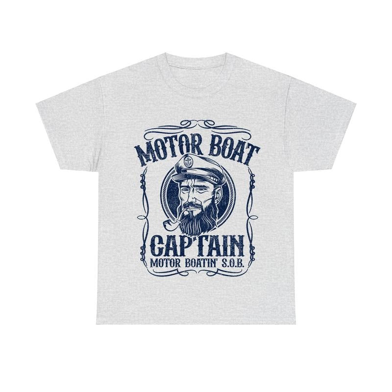 Motor Boat Captain Tshirt - Funny Graphic Tee, Humor Party Shirt, Casual Cotton T-Shirt for Men & Women, Trendy...