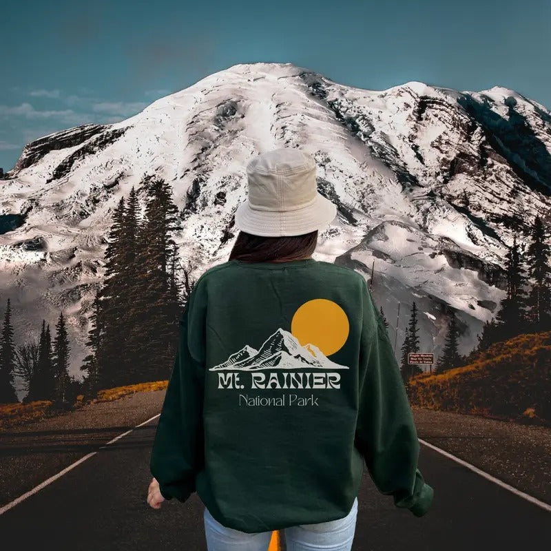 Mount Rainier National Park Crew Neck Sweatshirt, Granola Girl Aesthetic Hoodie, Mt. Rainier National Parks Sweater Gift,...