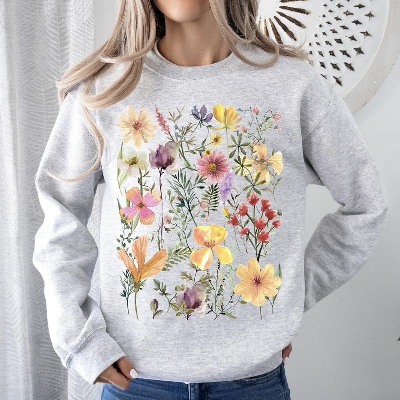 Mountain Meadow Pressed Flowers Sweatshirt T-Shirts, Hoodie | HypeCrazeTee.com