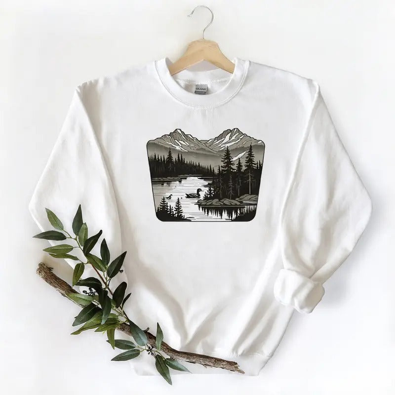 Mountains Lake Evergreens Small Duck Duck Hunters Husbands Mallard Duck Lovers T-Shirts, Hoodie, Sweatshirt