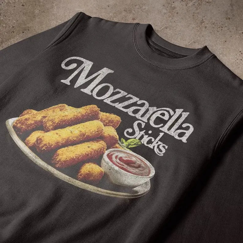 Mozzarella Sticks 90's Crewneck Sweatshirt T-Shirts, Hoodie | HypeCrazeTee.com