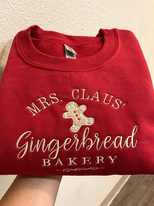 Mrs. Claus Gingerbread Embroidered Sweatshirt | Festive Holiday Apparel | Cozy Christmas Sweater | Unique Xmas Gift |...