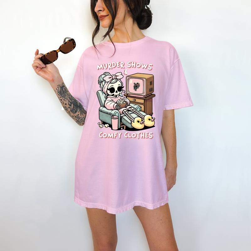 Murder Shows and Comfy Clothes - T-Shirt, True Crime Tee, Cute Graphic, Funny Apparel Hoodie, Sweatshirt | HypeCrazeTee.com