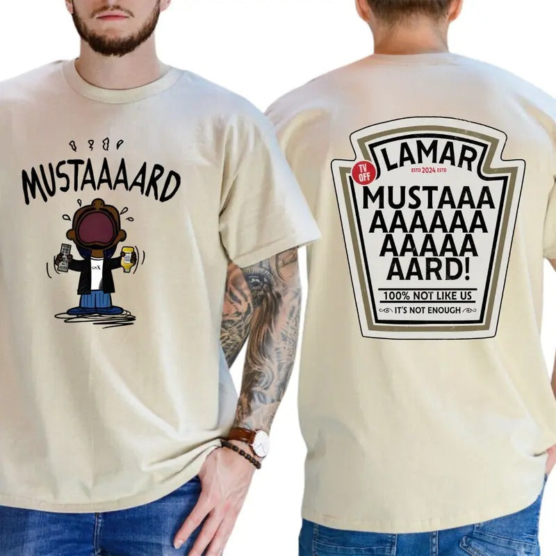 Mustaaard Funny Cartoon Design T-Shirt, Bold Mustard-Inspired Graphic, 100% Cotton, Casual Style, Menswear Tops, Machine...