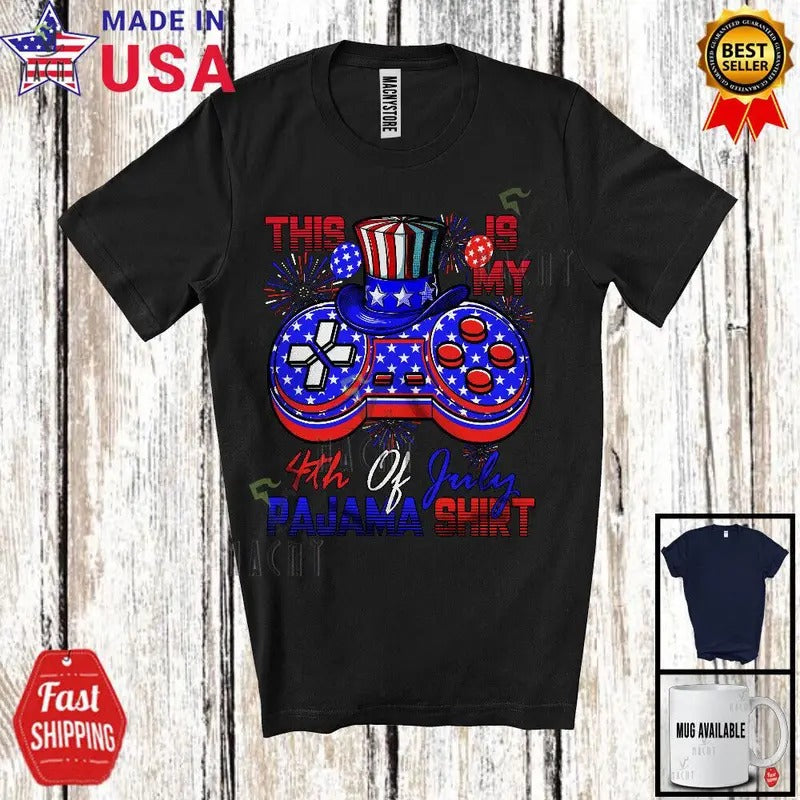 My 4th Of July Pajama, American Flag Game Controller Gamer, Patriotic Shirt Hoodie, Sweatshirt | HypeCrazeTee.com