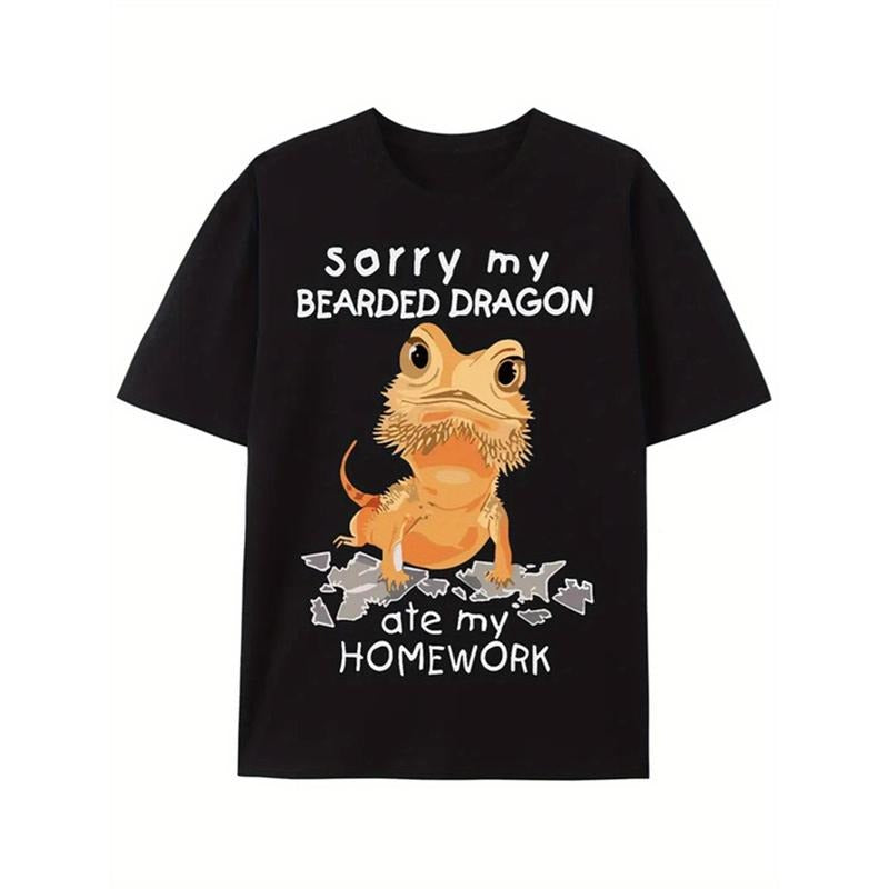 My Bearded Dragon Ate My Homework Pattern Printed Boys Girls T-Shirt- Cotton Summer Short Sleeve Fashion Casual...