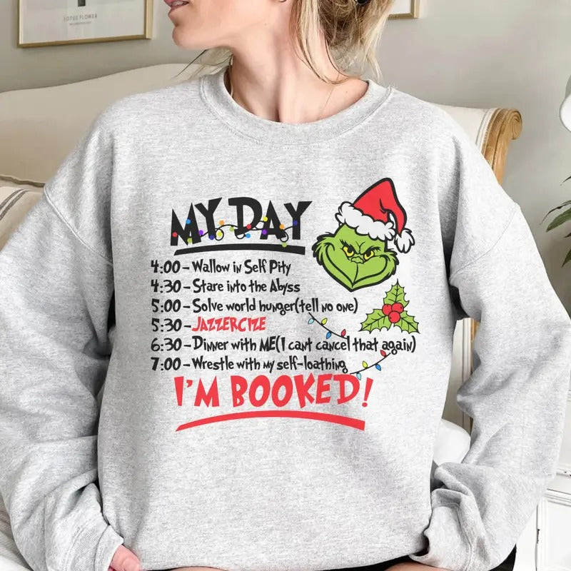 My Day I'm Booked Christmas Sweatshirt, Jazzercise Christmas Tee Shirt, I'm Booked Xmas Sweater, Funny Christmas Shirt,...