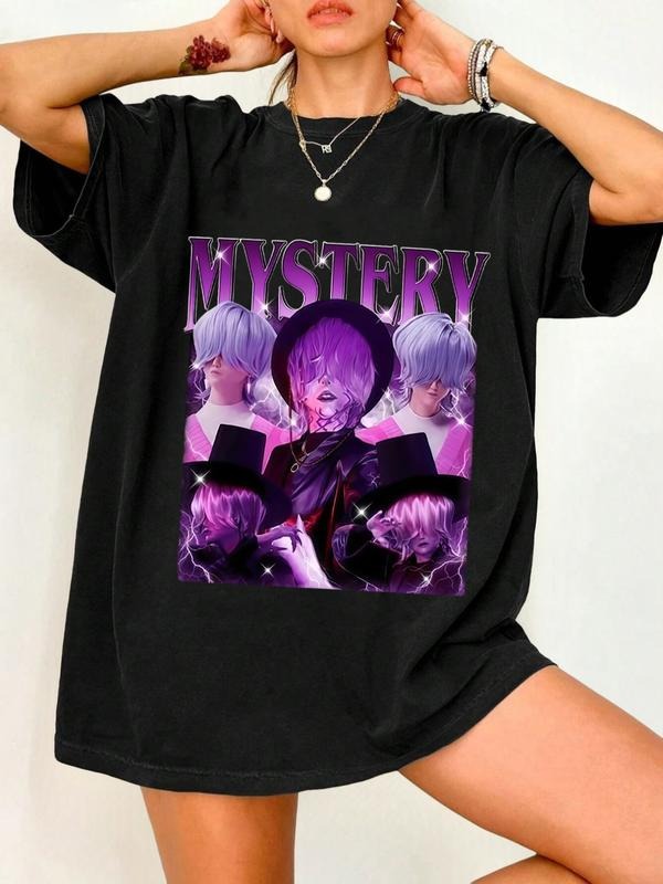 Mysterious K-Pop Demon Hunter T-Shirt, Retro 90s Saja Boy Mystery, Demon Hunter Fan Design, Casual Loose-Fitting Tee...